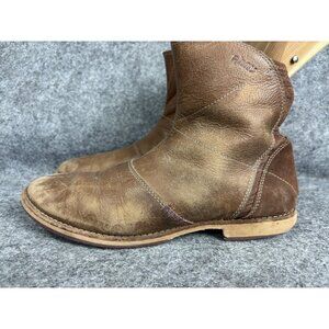 Ahnu Leather Ankle Boots Womens 7 Brown Side Zip Suede Flat Casual Comfort Shoes